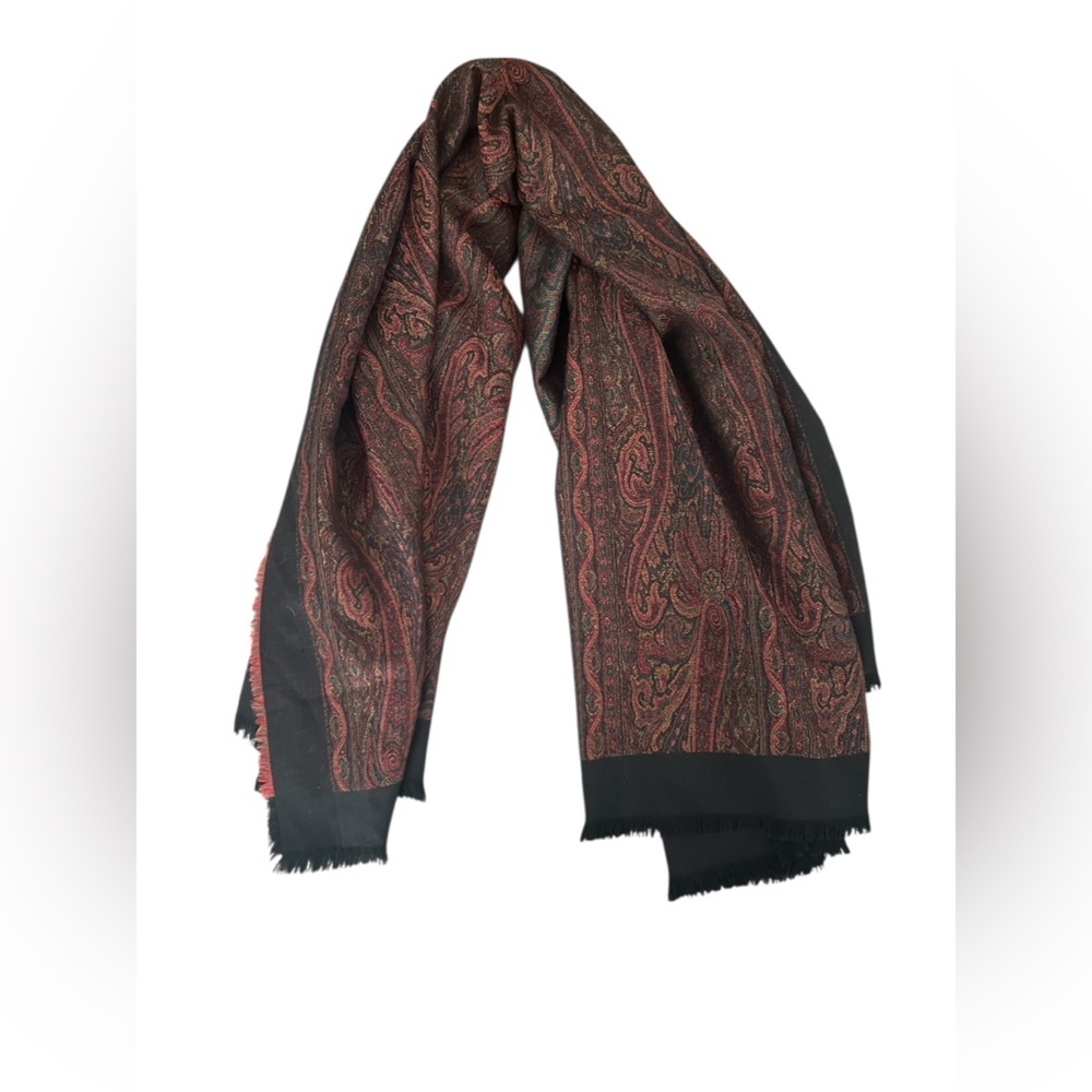 VALENTINO GARAVANI Paisley Print Fringe Large Shawl